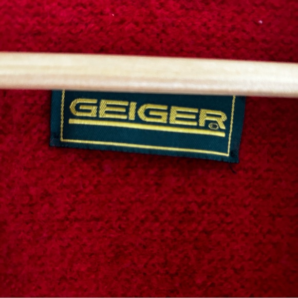 Geiger Vintage Red Boiled Wool Button Jacket Women's Size 8 - Picture 14 of 16